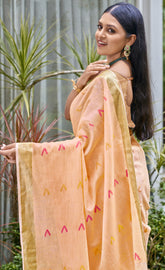 Cotton Peach Libas Saree